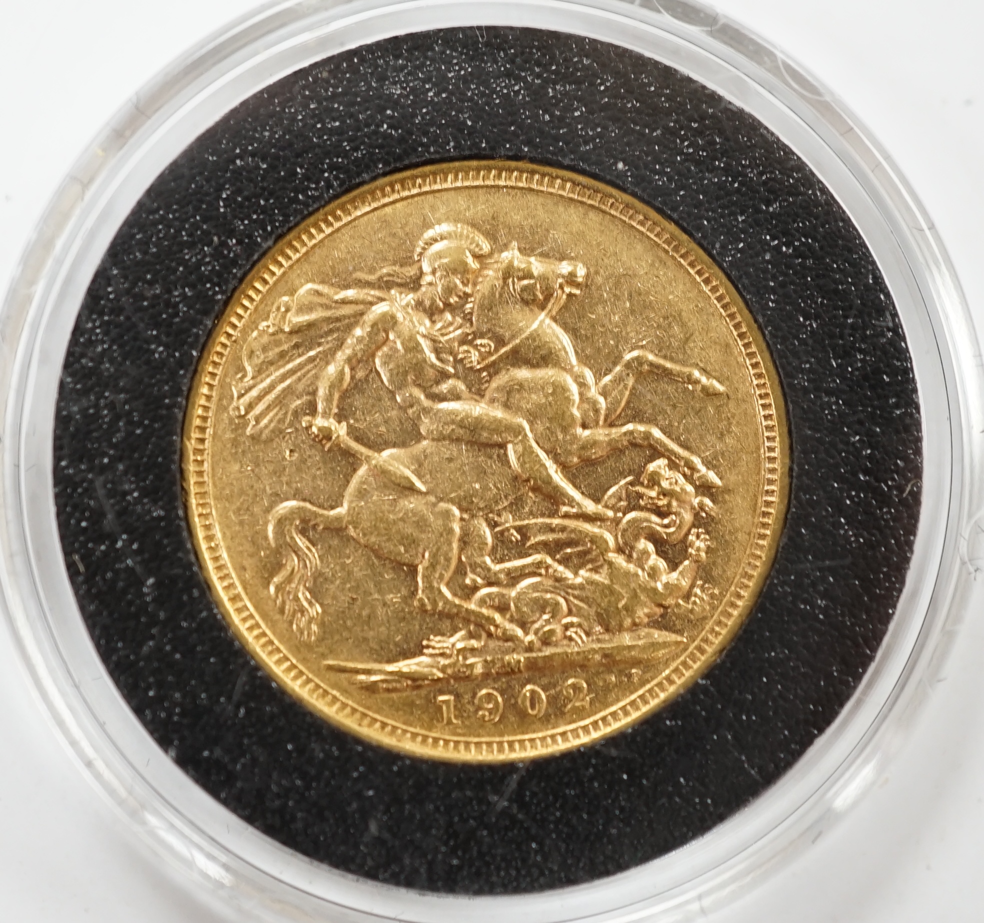 British gold coins, Edward VII gold sovereign 1902M, good VF